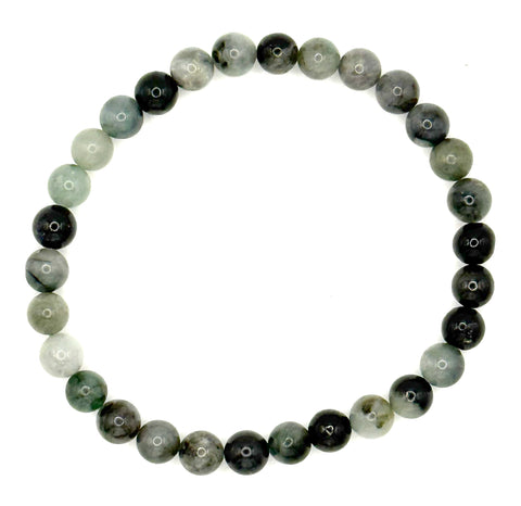 Emerald Mala Stretch Bracelet, Round Stone Beads