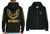 Detroit Phoenix Rising Zip Hoodie, Gold on Black (Hood Bird Parody). Unisex Black Hooded Sweatshirt