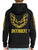 Detroit Phoenix Rising Zip Hoodie, Gold on Black (Hood Bird Parody). Unisex Black Hooded Sweatshirt
