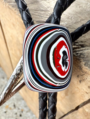 Fordite Bolo Tie. Detroit Agate "Jeepite" Bola Leather Lariat Necklace