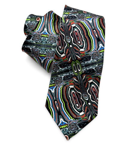 Fordite Necktie, Detroit Agate "Jeepite" printed tie, by Cyberoptix