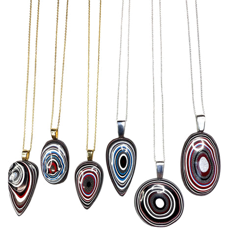 Fordite Pendants, Sterling Silver or Gold Vermeil. Handmade Detroit Agate Necklace