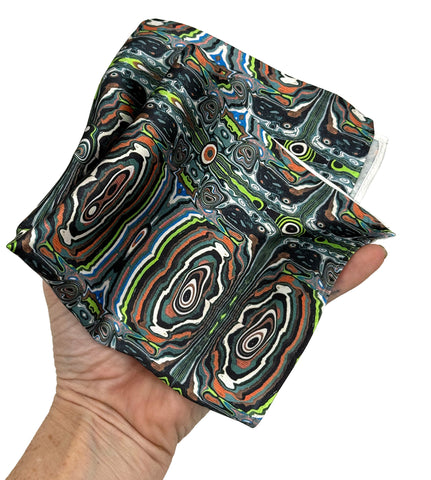 Fordite Pocket Square, Detroit Agate Printed Suit Accessory: Jeepite