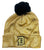 Metallic gold coated beanie, old english D patch