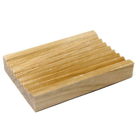 Hemu Wood Grooved Wooden Soap Dish