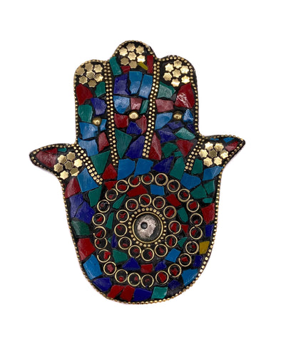 Metal Hamsa Incense Holders - Mosaic Style, Stick Incense Burners