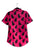 Black Cat Print Short Sleeve Button-up Shirt. Choose Cream or Pink Button Up