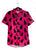 Black Cat Print Short Sleeve Button-up Shirt. Choose Cream or Pink Button Up