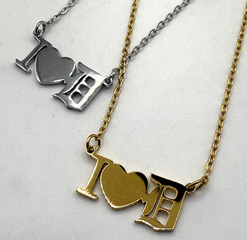 I Love D, Old English Detroit Script Necklaces