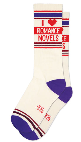 I Heart Romance Novels Socks, By Gumball Poodle, Made in USA!