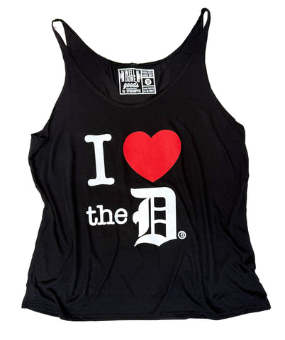 I Love the D Tank Top. I ❤️ the D, Detroit Black Slouchy Strappy Tank