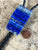 Lapis Bolo Tie, Polished Lapis Lazuli western tie. Leather bola necklace