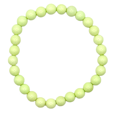 Citron Lemon Chrysoprase - Rare Stone Bead Mala Stretch Bracelet, ~7mm