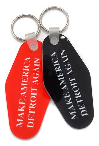 MAKE AMERICA DETROIT AGAIN Motel Style Keychains, red and black