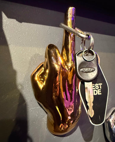 Metallic Middle Finger Hook, Ceramic Wall Mounted Catch All