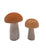 large mushroom on right and small mushroom on left
