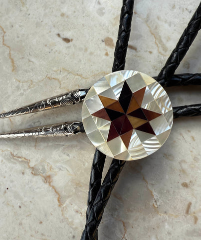 Mother of Pearl Bolo Tie. Lone Star Leather Bola Necklace