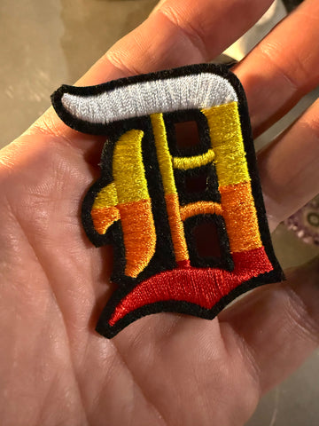 Detroit Rhythm D Patch - Old English D Vintage Drum Machine Inspired, Iron-on Embroidered Patch - choose regular or XL size!