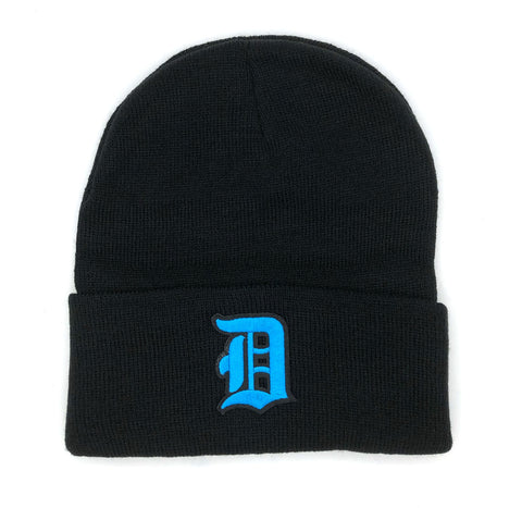 Detroit Old English D Patch Beanie Cap - Blue Patch Special Edition