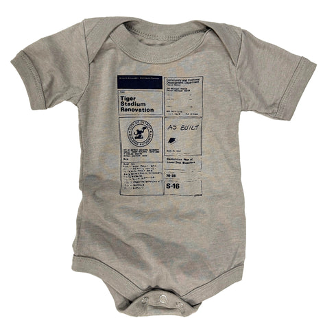 Detroit Old Tiger Stadium Renovation Blueprint Baby One-Piece
