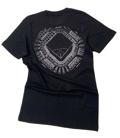 Old Tiger Stadium T-Shirt. Navin Field Blueprint Tee, Black