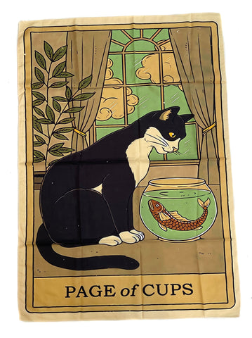 page of cups cat tarot tapestry