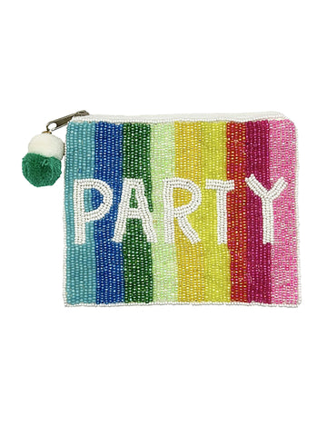 PARTY Beaded Coin Purse. Beaded Change Purse, Zipper Pouch