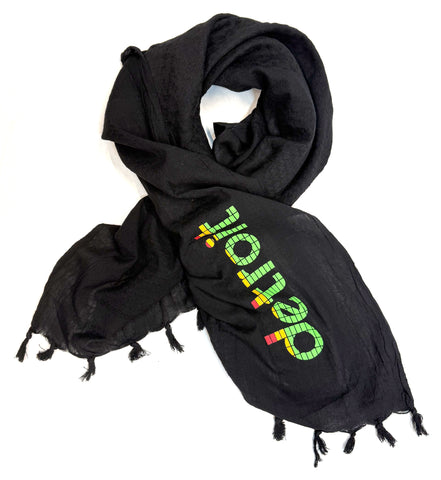 Peak Detroit Keffiyeh Scarf - Large Black Square Cotton Desert Shawl