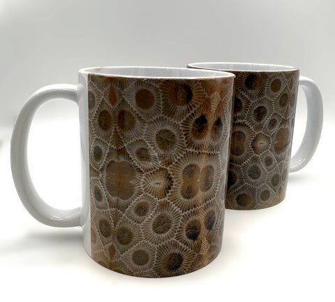 Petoskey Stone Coffee Cup, Michigan Fossil Ceramic Cup