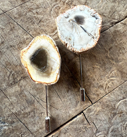 Petrified Wood Lapel Pin, Fossil Stone Brooch. Stick Pin, Hat Pin, Alternative Boutonniere