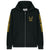Detroit Phoenix Rising Zip Hoodie, Gold on Black (Hood Bird Parody). Unisex Black Hooded Sweatshirt