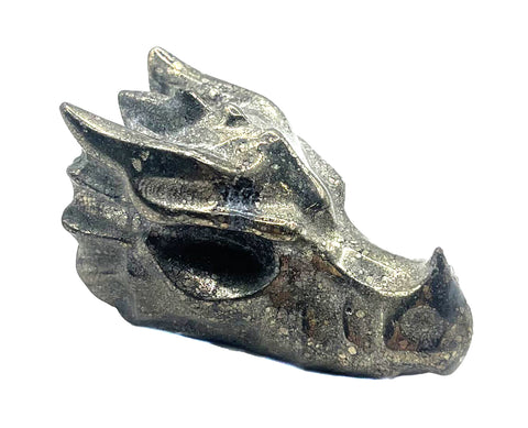 Carved Pyrite Dragon Skull