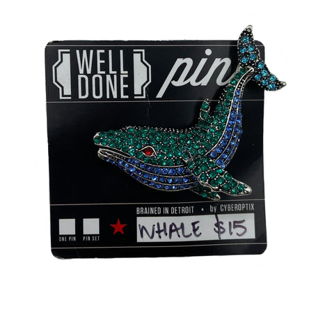 Red Eye Whale Lapel Pin, Brooch