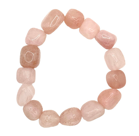 Pink beaded bracelet on a white background