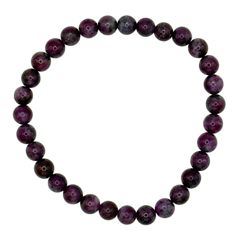 Ruby Bead Bracelet, Stone Bead Mala Stretch Bracelet