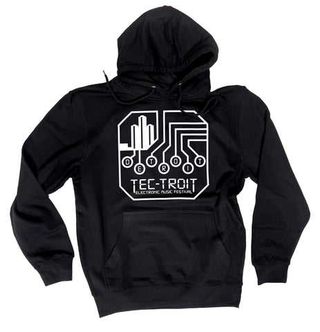 Official Tec-Troit™ Hoodie, Black Hooded Pullover Sweatshirt