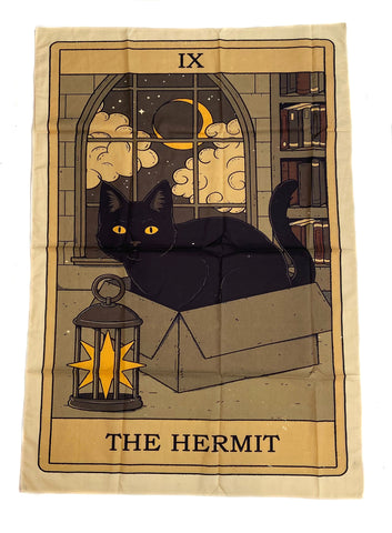 the hermit cat tarot tapestry
