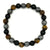 Beaded bracelet with black, brown, and gray stones on a white background