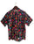 Trippy Mushroom Print Short Sleeve Button-up Shirt, Black
