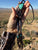 Turquoise & Copper Electroformed Cholla Cactus Bolo Tie - large top stone and dangle tips