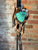 Turquoise & Copper Electroformed Cholla Cactus Bolo Tie - large top stone and dangle tips