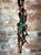 Turquoise & Copper Electroformed Cholla Cactus Bolo Tie - single top stone, XL dangle tips