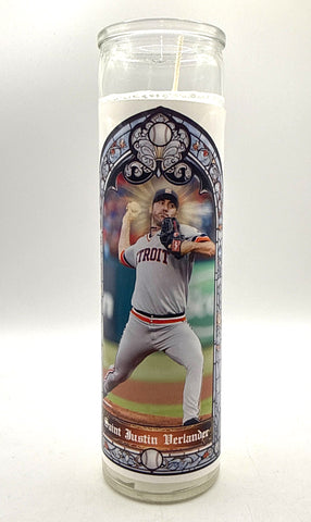 Justin Verlander Saint Candle. Detroit Baseball Fan Celebrity Player Prayer Candle, by Well Done Goods