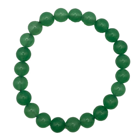 Jade Mala Bracelet, Vibrant Green Round Stone Bead Stretch Bracelet