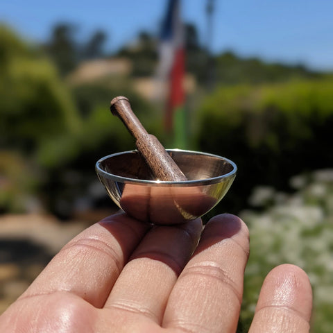 Mini Brass Meditation Bowl, the world's smallest singing bowl