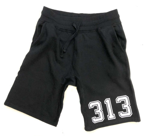 313 Shorts, Unisex Black Fleece Shorts
