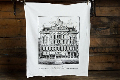Detroit Opera House and J.L. Hudson's Flour Sack Towel, by Well Done Goods