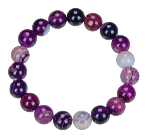 6-Piece Natural Gemstone Crystal Healing Stretch Bracelets - 4mm Beads, 7.5 Inch, Multicolor