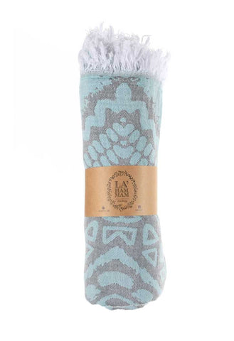La'Hammam: Pure Cotton Peshtemal Turkish Beach Towel | Aztec, Aqua