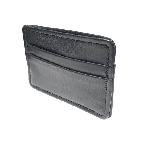 Black Lambskin Leather Card Holder Wallet, by Hold Supply